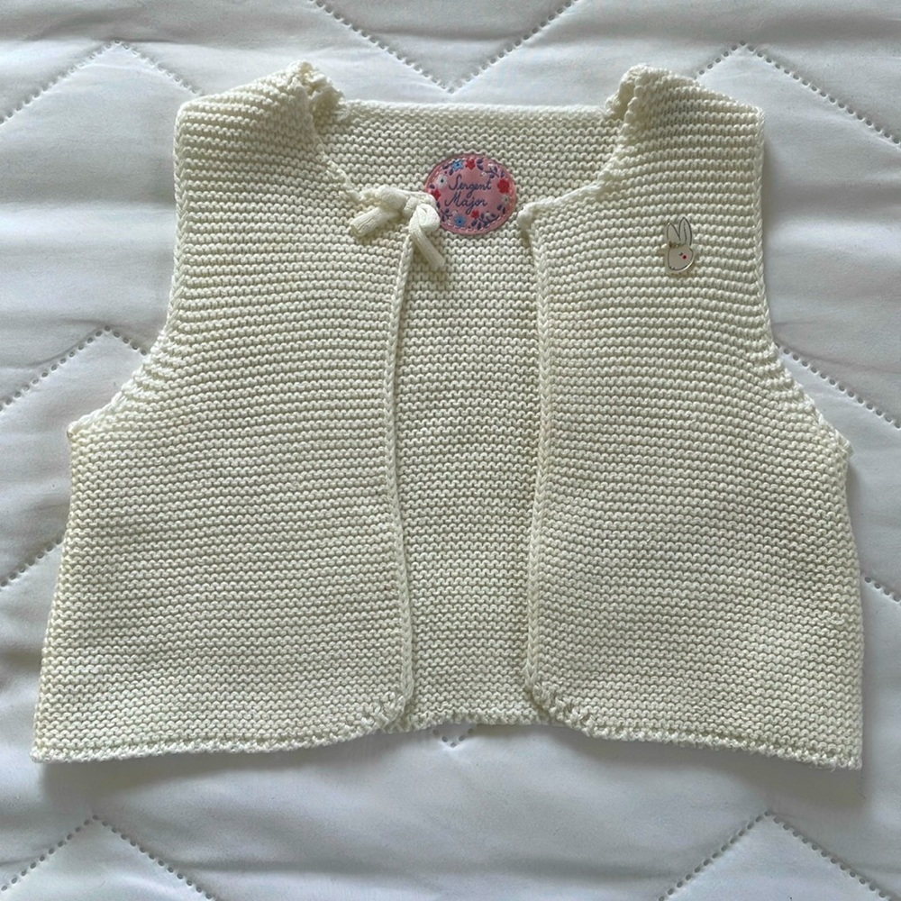 Sergent Major off white sleeveless knit cardigan vest - size 24 months/86cm